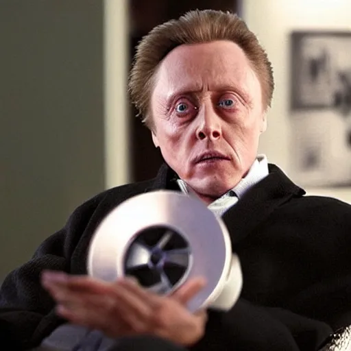 Image similar to Christopher Walken as Stephan Hawking