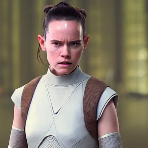 Prompt: Rey as a Female Android in The Force Awakens