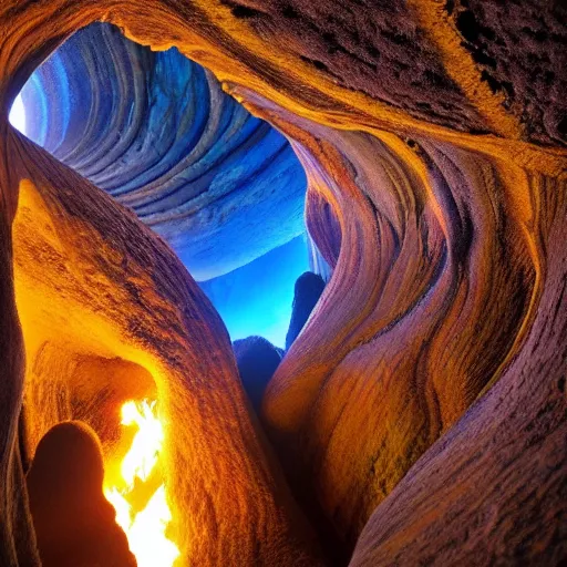 Image similar to magical caves of fire and ice