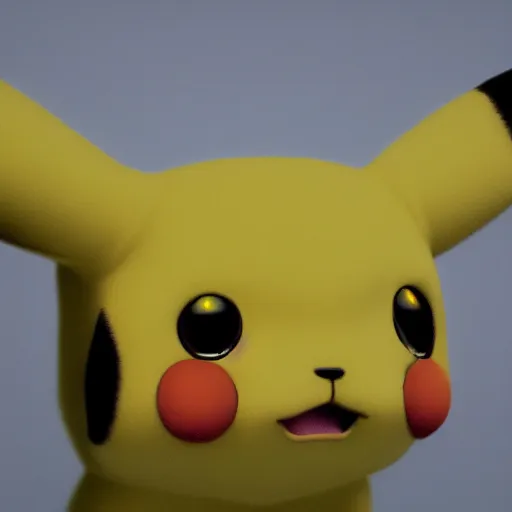 Image similar to portrait of a ultra realistic pikachu, fur, details, creepy, horror, big eyes, yellow