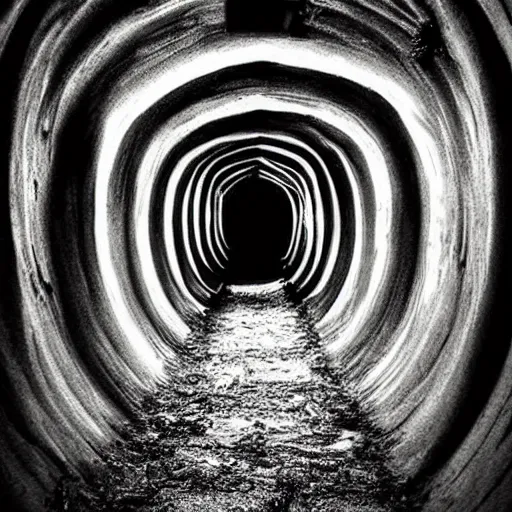 Prompt: tunnel of death, creepy, mysterious, deadly