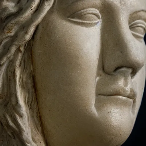 Image similar to pieta face close up in shape of clouds
