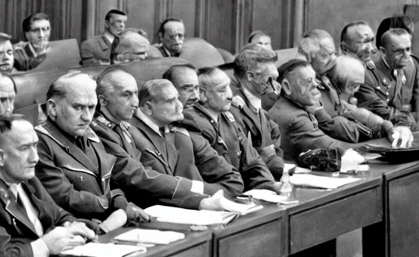 Image similar to 50s movie still of very diverse soviet generals head with very detailed faces in a stalinist parlement, by Alexei Guerman, Cinestill 800t 35mm black and white, heavy grainy picture, very detailed, high quality, 4k, HD criterion, precise texture, diverse faces, diverse haircuts, diverse ages