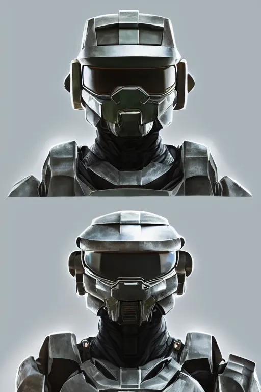 Image similar to robot ninja mask helmet halo master chief radiating a glowing aura global illumination ray tracing hdr fanart arstation by ian pesty and katarzyna da „ bek - chmiel