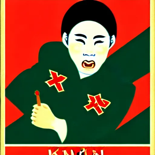 Image similar to xinyan from genshin impact in the style of soviet propaganda from the cold war