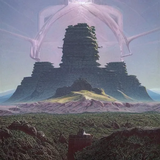 Image similar to a building in a stunning landscape by wayne barlowe