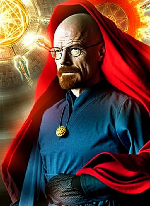 Prompt: walter white as dr strange, realistic, cinematic