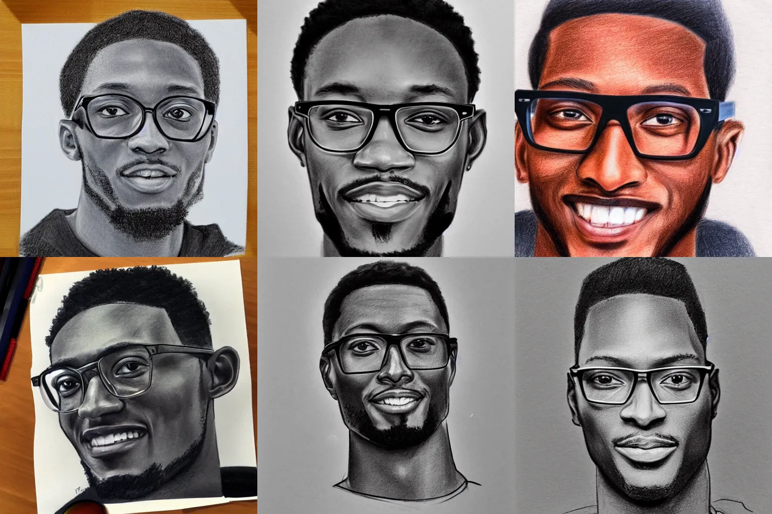 Prompt: low quality pencil drawing of MKBHD, wears glasses, 4k