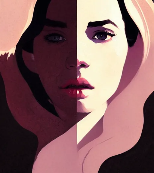 Image similar to portrait of cullen touching face of beautiful woman by atey ghailan, by greg rutkowski, by greg tocchini, by james gilleard, by joe fenton, by kaethe butcher, dynamic lighting, gradient light pink, brown, blonde cream and white color scheme, grunge aesthetic