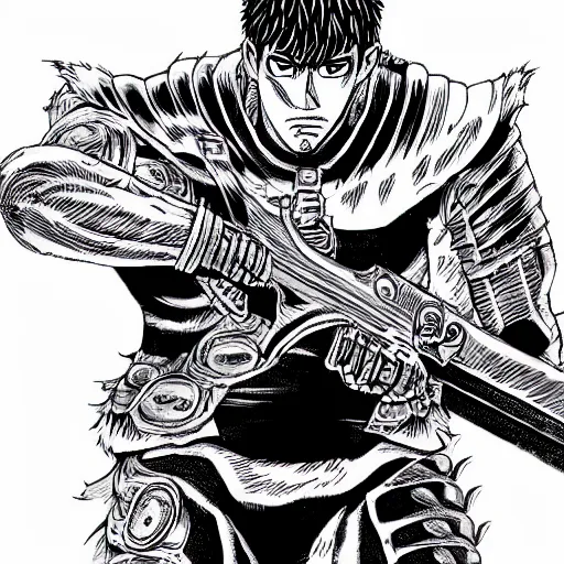 Image similar to guts from berserk in the style of chris chan, high detail