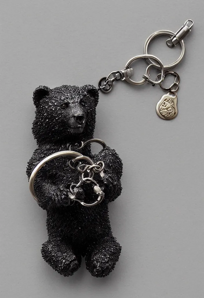 Image similar to a deep coloured crystalized bear keychain by greg rutkowski, sung choi, mitchell mohrhauser, maciej kuciara, johnson ting, maxim verehin, peter konig, 8 k photorealistic, cinematic lighting, hd, high details, dramatic, atmosphereric