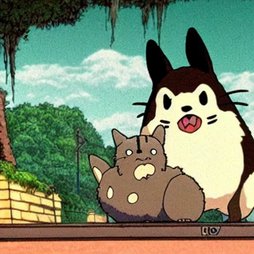 Image similar to a corgi totoro from an anime by studio ghibli, hayao miyazaki