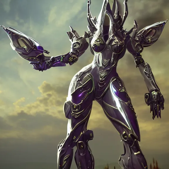 Image similar to extremely detailed front shot of a giant 1000 meter tall beautiful stunning saryn prime female warframe goddess, that's a stunning hot anthropomorphic robot mecha female dragon, silver sharp streamlined armor, detailed head, sharp claws, glowing Purple LED eyes, sitting down cutely, rump on top of a tiny mountain below her, a tiny forest with a village in the foreground, in front of her, fog rolling in, dragon art, warframe fanart, Destiny fanart, micro art, macro art, giantess art, fantasy, goddess art, furry art, furaffinity, high quality 3D realistic, DeviantArt, artstation, Eka's Portal, HD, depth of field