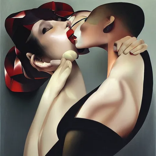 Image similar to listening, art by bofeng lin, tamara de lempicka, wlop