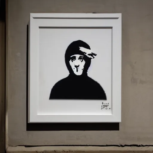 Prompt: a self portrait of Banksy