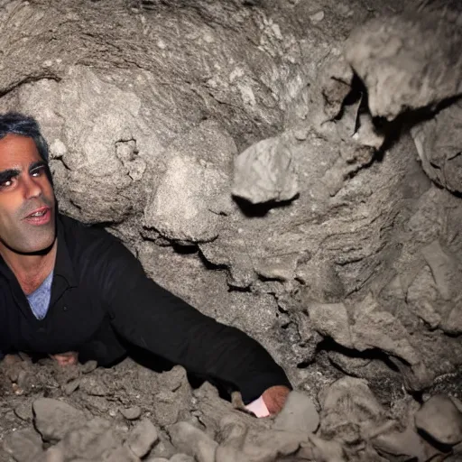 Image similar to Jeffery Epstein crawling in a dark cave, photography, creepy, ray william johnson, 8k,