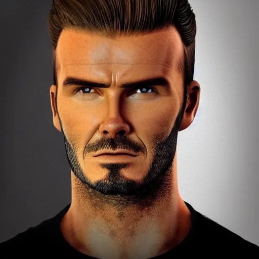 Image similar to “a realistic detailed photo of a guy who is an attractive humanoid who is half robot and half humanoid, who is a male android, David Beckham, shiny skin, posing like a statue, blank stare”