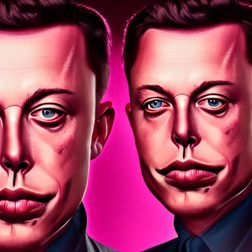 Image similar to Portrait of a hybrid of Elon Musk and pink wojak, intricate, elegant, highly detailed, digital painting, artstation, concept art, matte, sharp focus, illustration