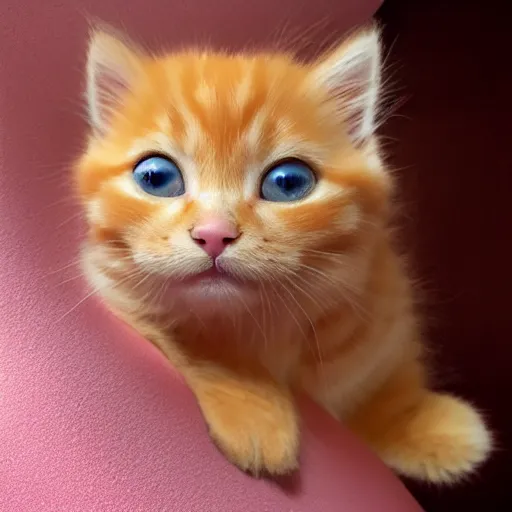 Image similar to happy cute fluffy orange tabby kitten, studio lightning