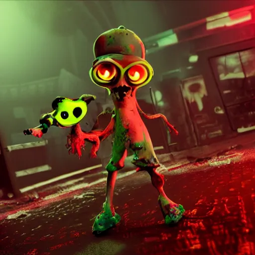 Prompt: zombie, style of Splatoon, 3d, octane render