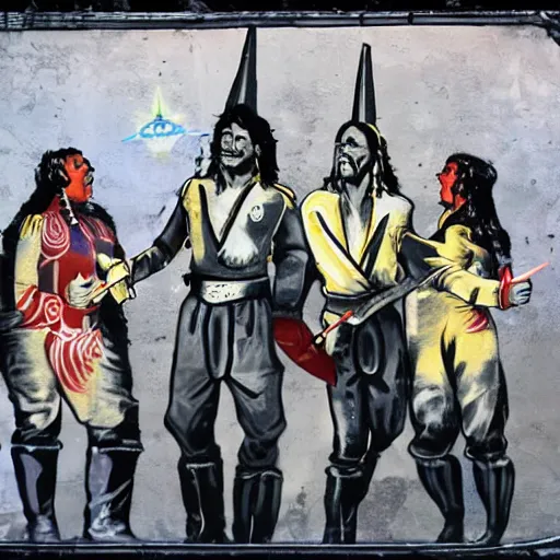 Image similar to A picture of a Klingon musical, by Banksy