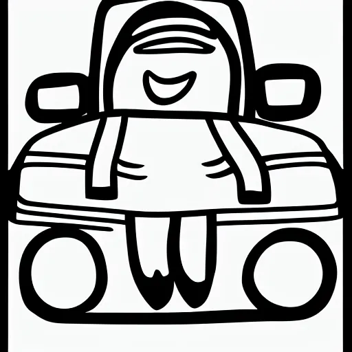 Image similar to Portrait of a children\'s car to paint, linear illustration, LineArt, Vectorial Svg, Black and White.