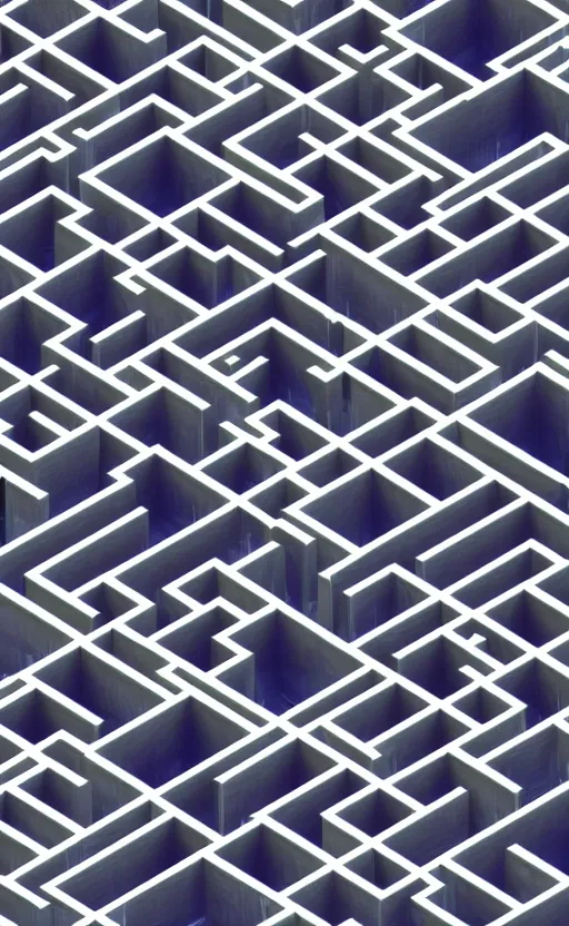 Prompt: chaotic isometric octane render of a maze with sky scrapers interspersed