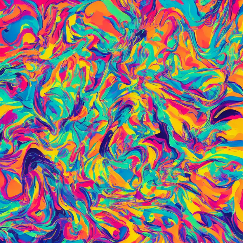 Prompt: album cover design in beautiful bright colors by jonathan zawada and james jean