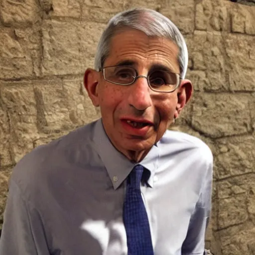 Image similar to a photo of Anthony Fauci looking like dopey from Snow White and the seven dwarves