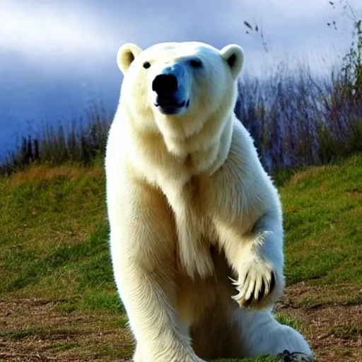 Image similar to Photo of an upright Polar Bear with a Kalashnikov