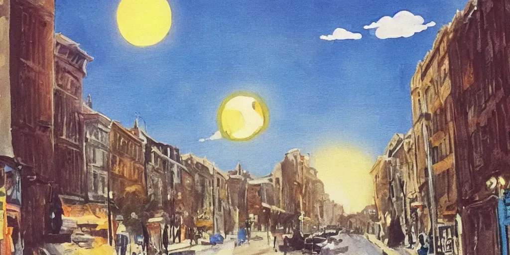 Image similar to sun is shining on the street, on the moon