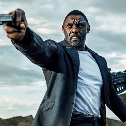 Prompt: film still of Idris Elba as Wolverine with adamantium claws in new Logan movie, cinematic