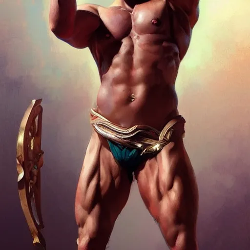 Prompt: twitch streamer ItsSliker as a Greek god, gorgeous, amazing, muscular, fit, very muscular male body, intricate, highly detailed, digital painting, artstation, concept art, sharp focus, illustration, art by greg rutkowski and alphonse mucha