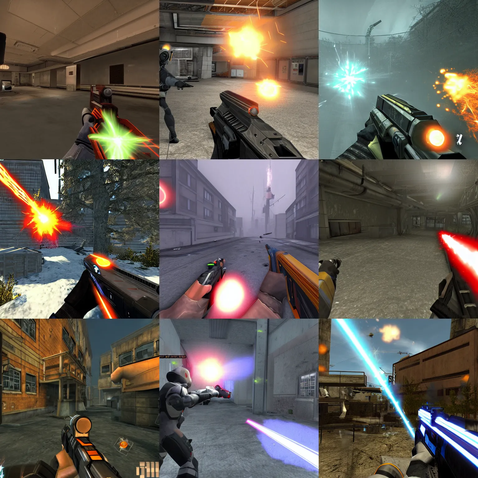 Prompt: screenshot of half - life 3, laser gun
