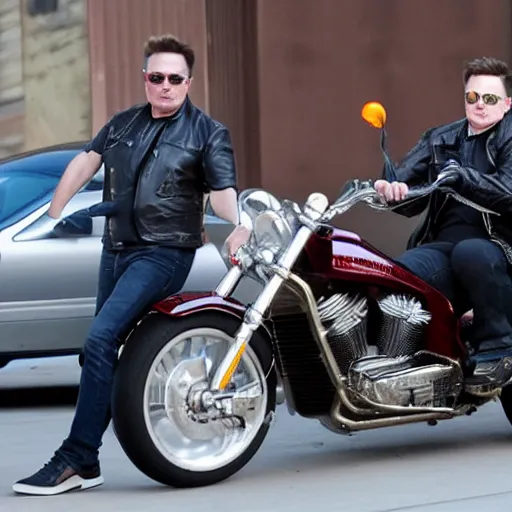 Image similar to Elon Musk in A biker gang very detail4K quality super realistic