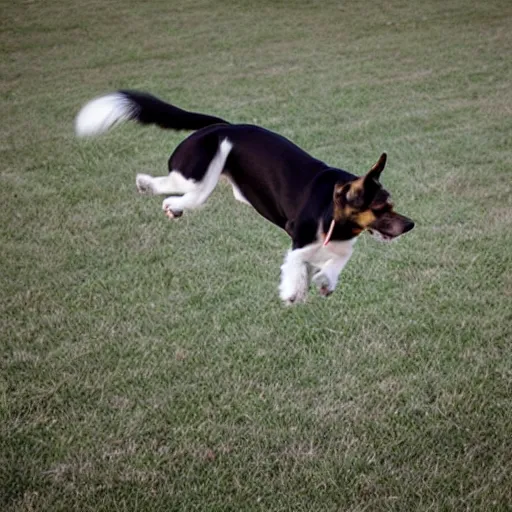 Prompt: A dog with floppy ears flying on a paper plane