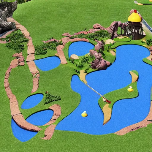 Image similar to detailed plans for an epic dinosaur themed mini golf course