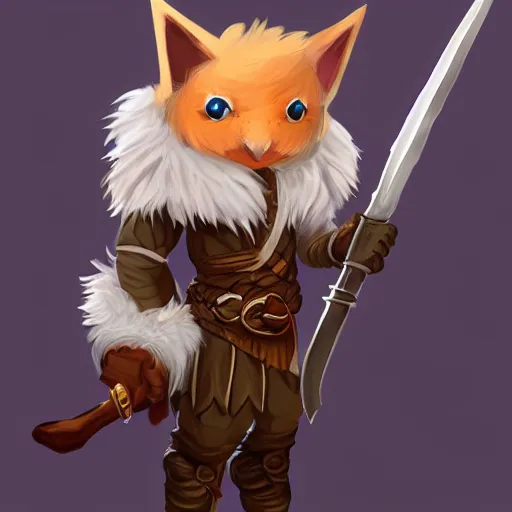 Image similar to dnd character art of a fluffy mothfolk holding a sword, detailed, high-quality digital art trending on Artstation