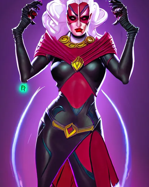 Image similar to queen machine, supervillain, villainess, pulp femme fatale, comic cover painting, masterpiece artstation. 8 k, sharp high quality artwork in style of wayne reynolds and don bluth, concept art by jack kirby, blizzard warcraft artwork, hearthstone card game artwork