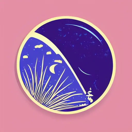 Image similar to beautiful detailed vector art of the moon, blue and purple with black background, style of tom whalen, enamel pin