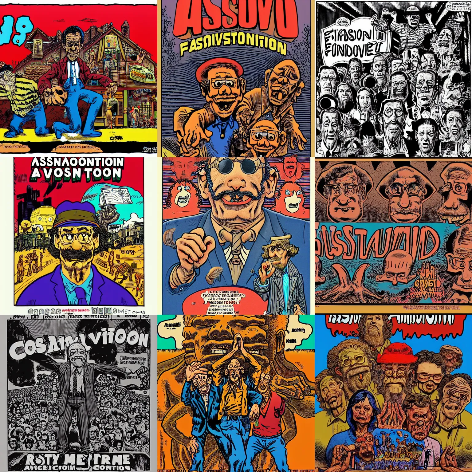 Prompt: asimovs foundation by robert crumb, richard corben, clay wilson, spain rodriguez