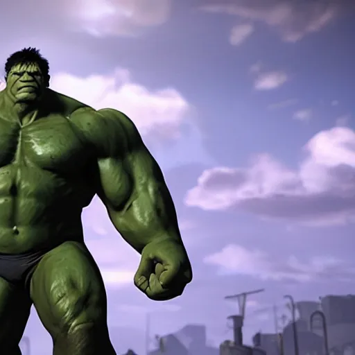 Image similar to The Hulk as a character in the game Valorant, with a background based on the game Valorant, detailed face, Gameplay Footage