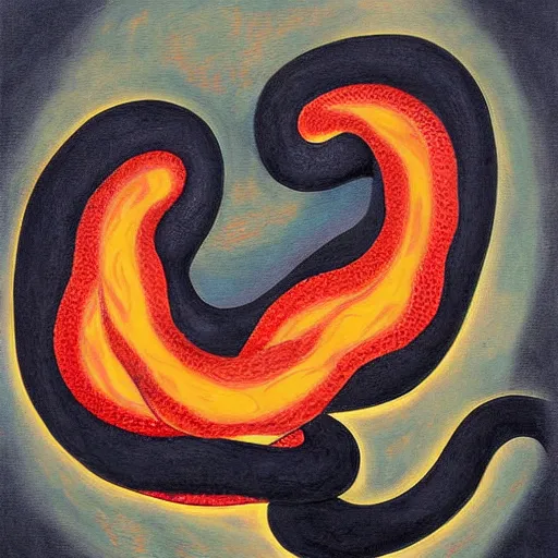 Image similar to lava breathing snake painting