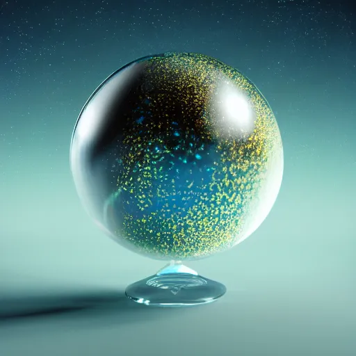 Prompt: glassball with the universe in it, digital art, octane render, 8 k