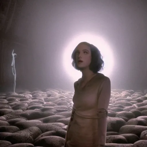 Prompt: movie still of a girl floating, cinematic composition, cinematic light, surreal cinema, dream effect, dream atmosphere, by edgar wright and david lynch,