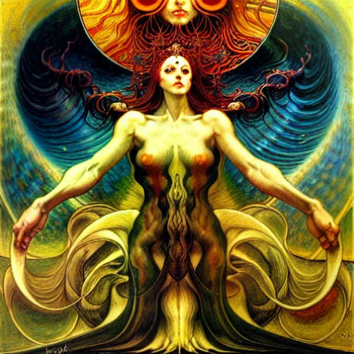 Image similar to Divine Chaos Engine by Karol Bak, Jean Delville, William Blake, and Vincent Van Gogh