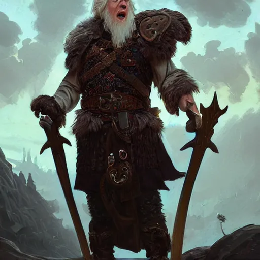 Image similar to boris johnson as odin, intricate, elegant, highly detailed, digital painting, artstation, concept art, matte, illustration, hearthstone, art by artgerm and greg rutkowski and alphonse mucha, simon stalenhag, hyperreal