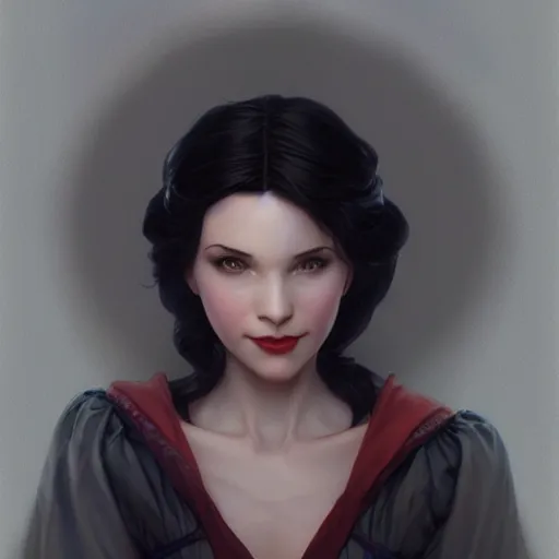 Image similar to portrait of snow white from disney, girl, disney, highly detailed, digital painting, artstation, concept art, smooth, sharp focus, illustration, art by artgerm and greg rutkowski and alphonse mucha