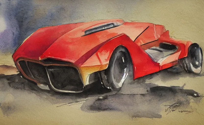 Prompt: colorful watercolor, sport car. by rembrant