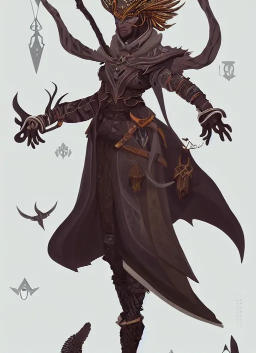 Image similar to hawk headed warlock, wind magic, exquisite details, full body character design, white background, by studio muti